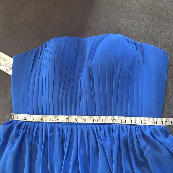 Women’s Blue Full Length Strapless Formal Dress Matching Shawl Size XL (14) NEW - Picture 9 of 10